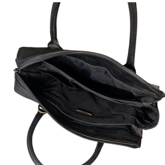 Giani Bernini Black Genuine Leather Satchel Tote Vintage-Era - Picture 7 of 12